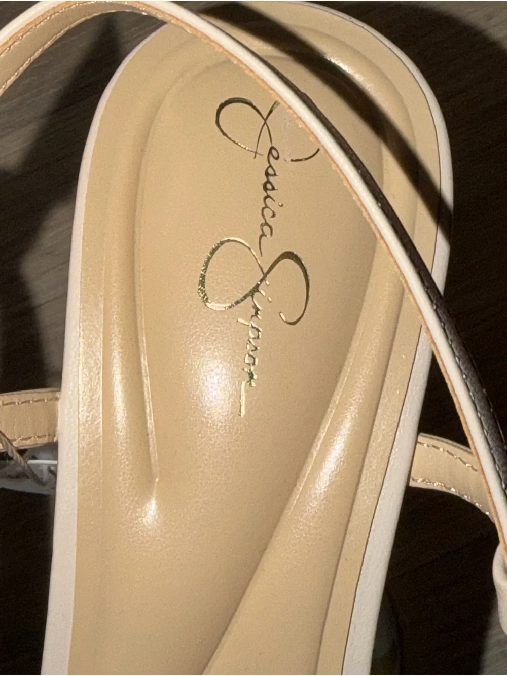 Jessica Simpson Cream Woven Slingback Mules Heels